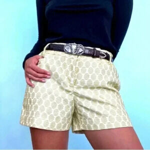 Ann Taylor Loft Textured Chartreuse Lime Green White 70s Theme Shorts Size 2